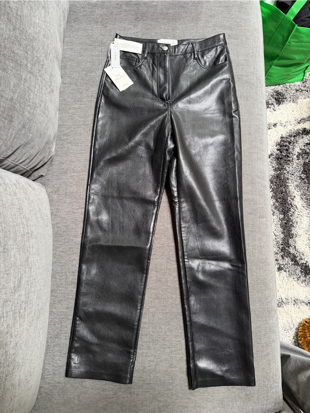 Aritizia Melina Black Faux Leather Straight-Leg Pants